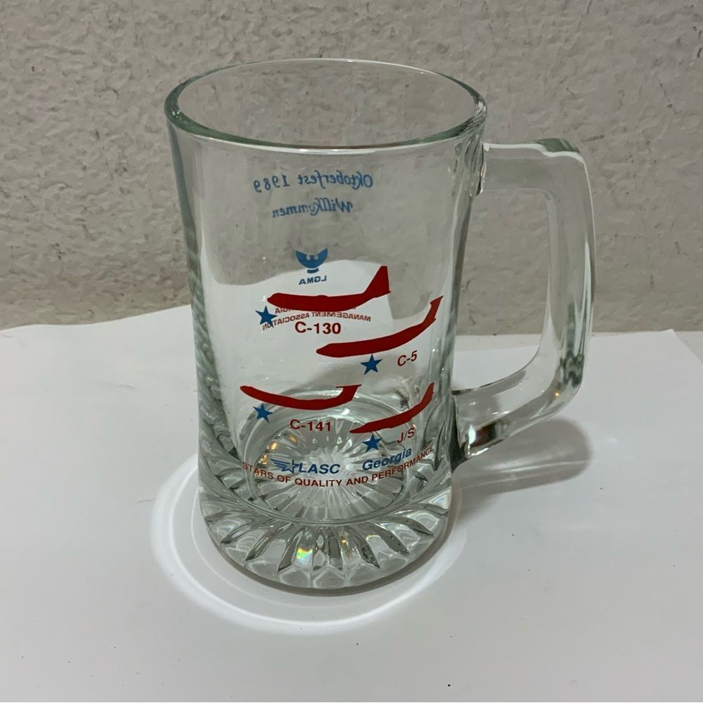 Vintage 1989 Octoberfest Lockheed Martin C-130 Hercules Glass Mug Beer Stein B6